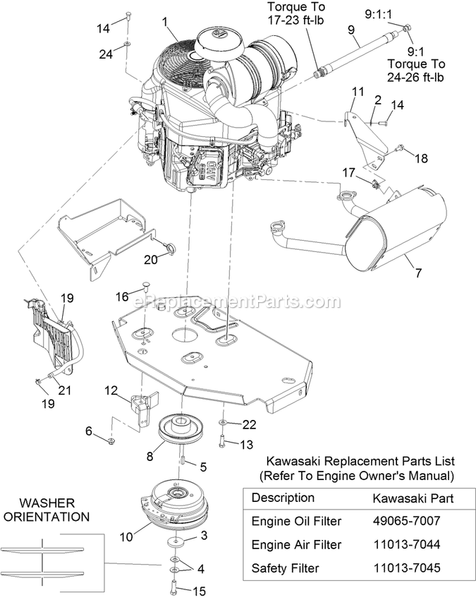 Engine Assembly Diagram and Parts List for LZS651KA484 (313000000-313999999)(2013) Exmark Lawn Mower