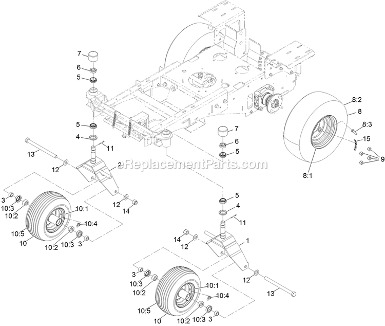 Wheel Assembly Diagram and Parts List for 34220 400000000-999999999 Exmark Sprayer
