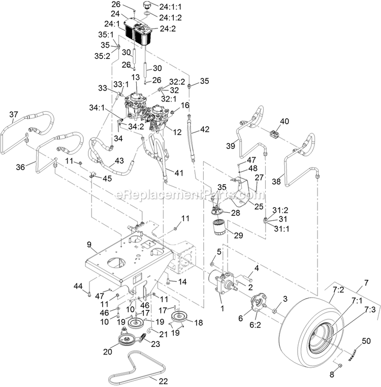 Ground Drive Assembly Diagram and Parts List for VTS541CKA36300 (315000000-315999999)(2015) Exmark Lawn Mower