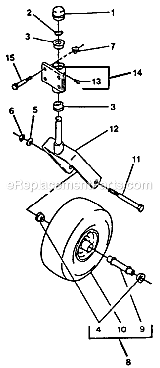 Caster Wheel Diagram and Parts List for EX20KC (130000-149999)(1997) Exmark Lawn Mower