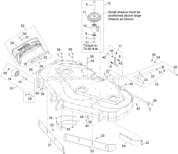 Deck Assembly (2) Diagram and Parts List for LZD25KD605 (920000-999999)(2011) Exmark Lawn Mower