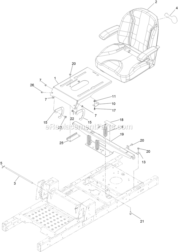 Seat Assembly (1) Diagram and Parts List for QTS708GEM42200 (316000000-399999999)(2016) Exmark Lawn Mower