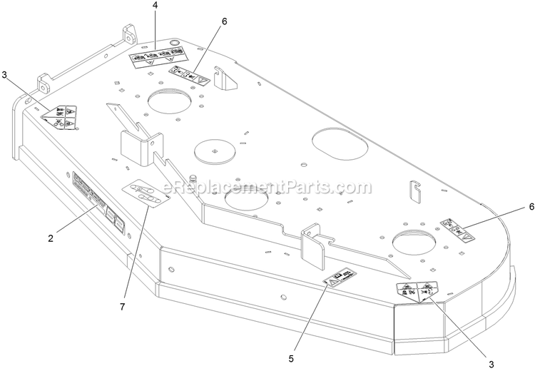 Deck With Decals Assembly Diagram and Parts List for VTS730AKC52400 (400000000-402082299)(2017) Exmark Lawn Mower