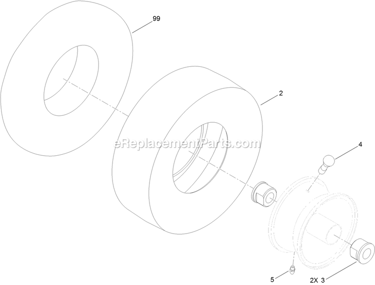 Tire And Wheel Assembly Diagram and Parts List for QZE702GEM42200 (404314159-406294344)(2019) Exmark Lawn Mower