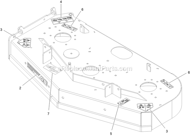 Deck With Decals Assembly Diagram and Parts List for VTX651GKA48400 (400000000-499999999)(2017) Exmark Lawn Mower