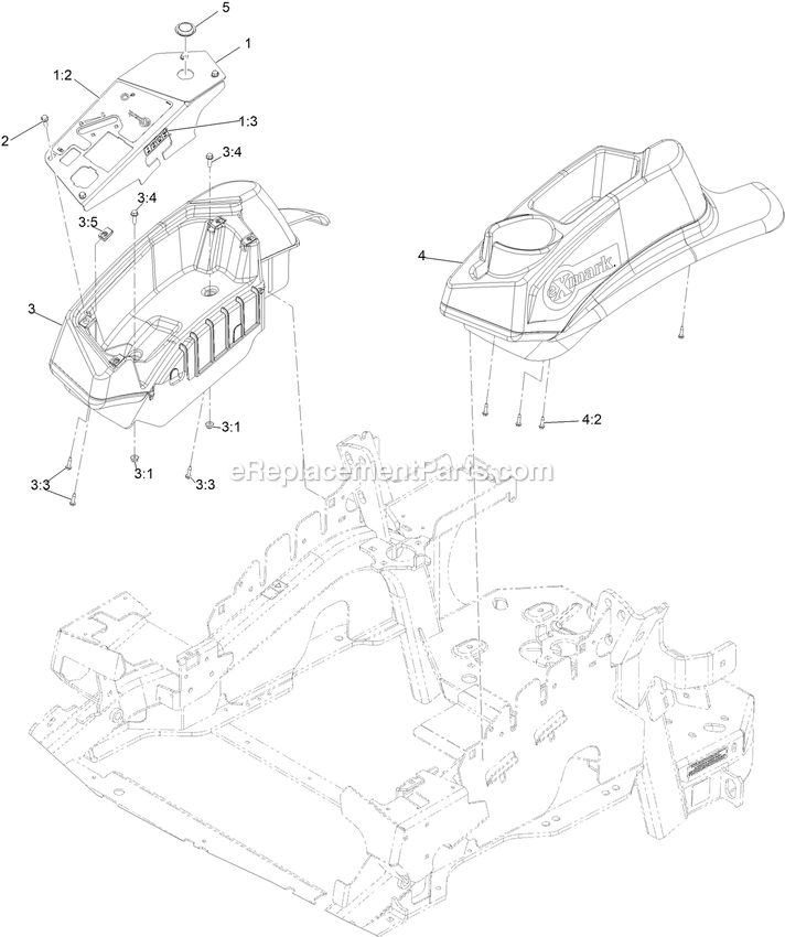 Controls Assembly Diagram and Parts List for LZX993EBV606X1 (411294212-999999999)(2022) Exmark Lawn Mower