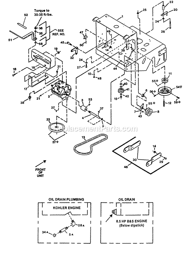 Engine Deck Group (1) Diagram and Parts List for M5214KA (130000-149999)(1997) Exmark Lawn Mower