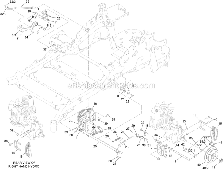 Park Brake Assembly Diagram and Parts List for LZE751GKA604C1 (404314159-406294344)(2019) Exmark Lawn Mower
