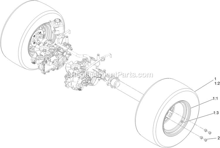 Rear Wheel Assembly Diagram and Parts List for RAS730GKA603A3 (411294212-999999999)(2022) Exmark Lawn Mower
