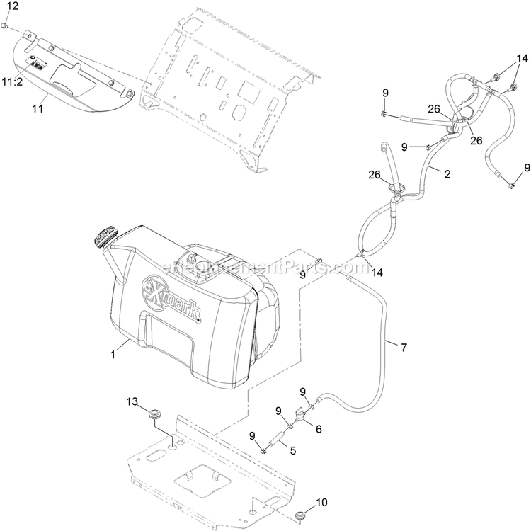Fuel Assembly Diagram and Parts List for VTS730EKC52400 (315000000-315999999)(2015) Exmark Lawn Mower