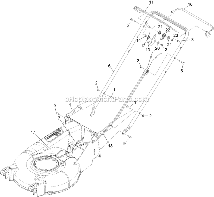 Handle Assembly Diagram and Parts List for ECXKABBC21 (313000000-313999999)(2013) Exmark Lawn Mower