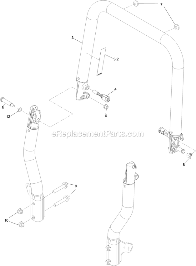 Roll-Over Protection System Assembly Diagram and Parts List for RAS720GKC52300 (400000000-402082299)(2017) Exmark Lawn Mower