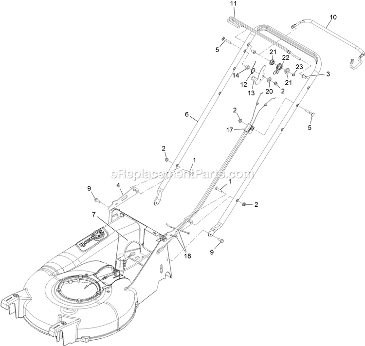 Handle Assembly Diagram and Parts List for ECX180CKA210BC (406294345-408644345)(2020) Exmark Lawn Mower