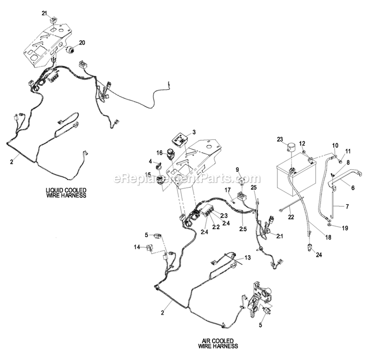 Electrical Group Diagram and Parts List for LZAS22KA484CA (850000-919999)(2010) Exmark Lawn Mower