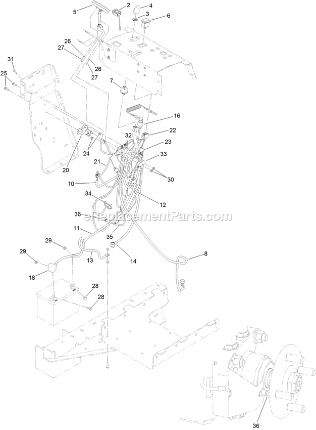 Electrical Assembly Diagram and Parts List for 34224 400000000-999999999 Exmark Sprayer