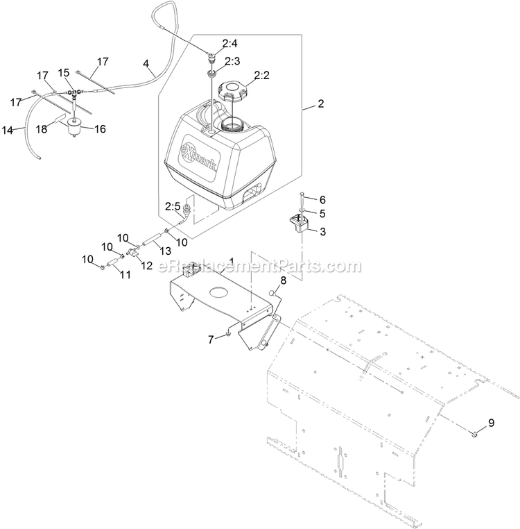 Fuel Assembly Diagram and Parts List for SAR481KA30 (314000000-314999999)(2014) Exmark Aerator