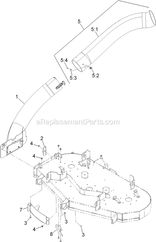 Tube And Baffle Assembly Diagram and Parts List for 116-5000 (312000000-312999999)(2012) Exmark Lawn Tractor Accessories