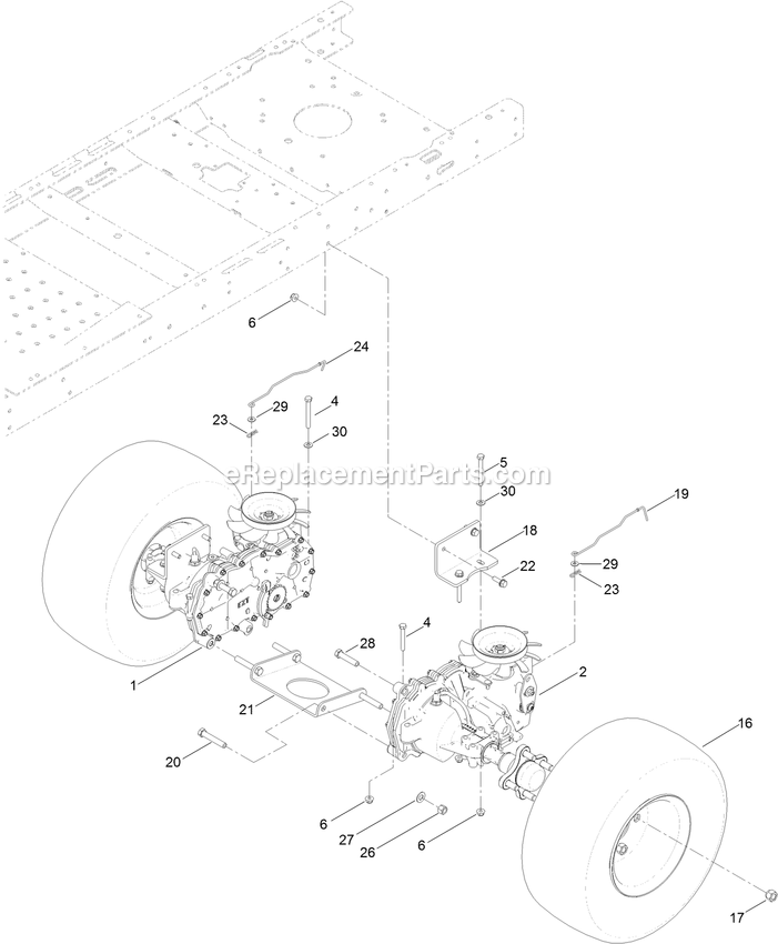 Hydro Transaxle Assembly Diagram and Parts List for QTE708GEM50200 (316000000-399999999)(2016) Exmark Lawn Mower