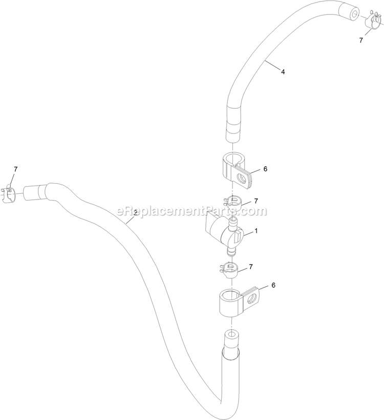 Fuel Line And Valve Assembly Diagram and Parts List for STE600CKA323H1 (408644346-411294211)(2021) Exmark Lawn Mower