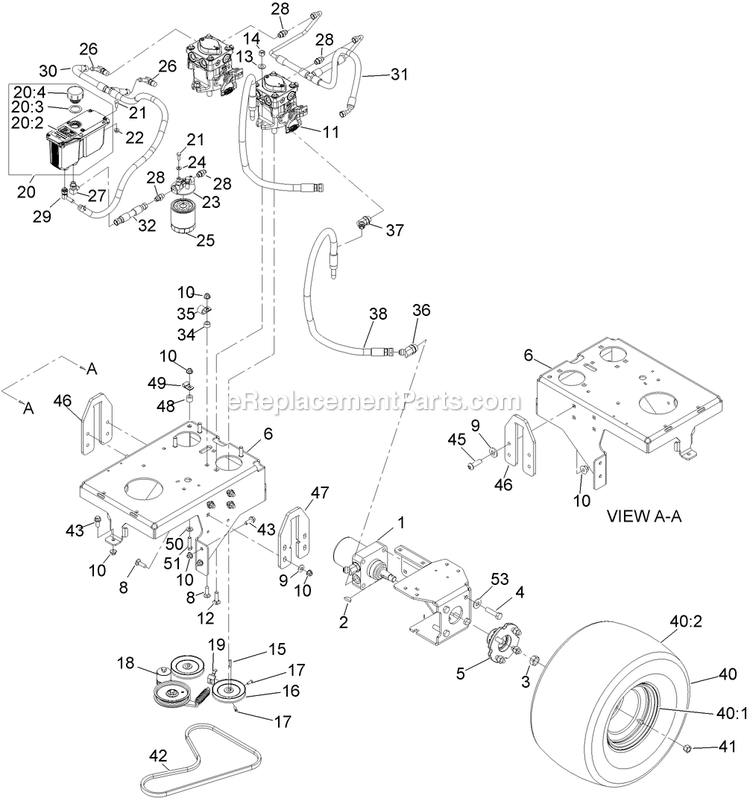 Ground Drive Group Diagram and Parts List for VT24KAS484 (850000-919999)(2010) Exmark Lawn Mower