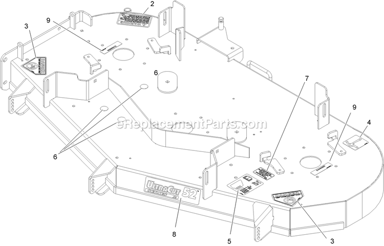 Deck With Decals Assembly Diagram and Parts List for PNE691KA522 (312000000-312999999)(2012) Exmark Lawn Mower