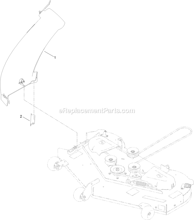 Chute Assembly (1) Diagram and Parts List for 142-6388 (408644346-411294211)(2021) Exmark Lawn Tractor Accessories
