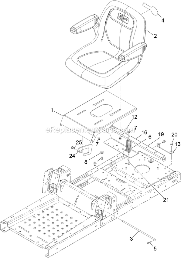 Seat Assembly Diagram and Parts List for QTE651KA421 (313000000-313999999)(2013) Exmark Lawn Mower
