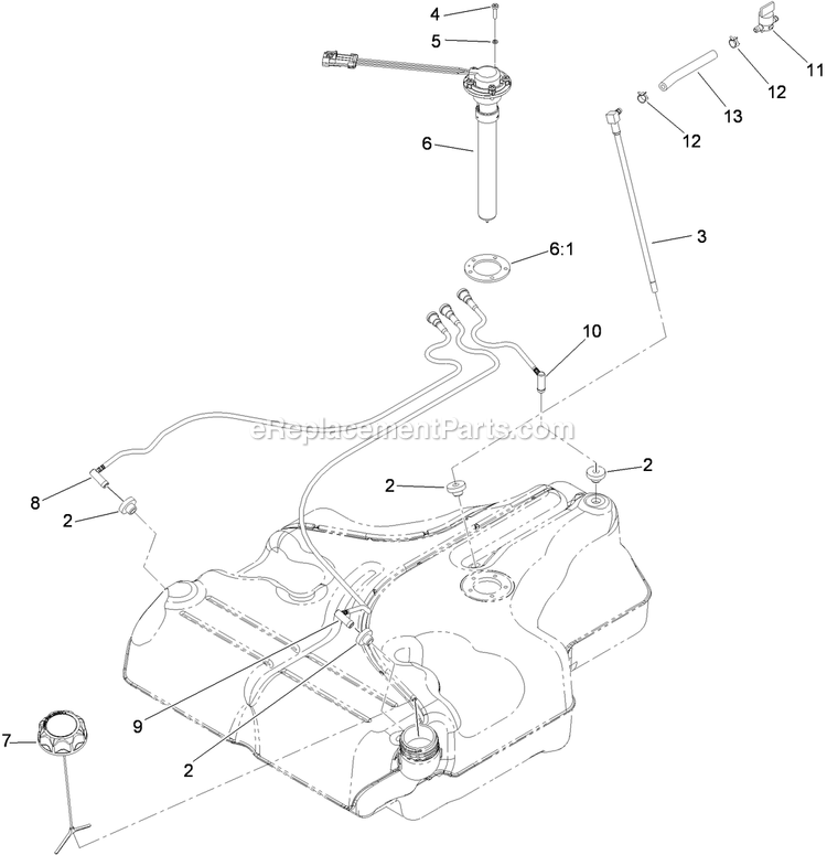 Fuel Tank Assembly Diagram and Parts List for LZS23KC524 (920000-999999)(2011) Exmark Lawn Mower