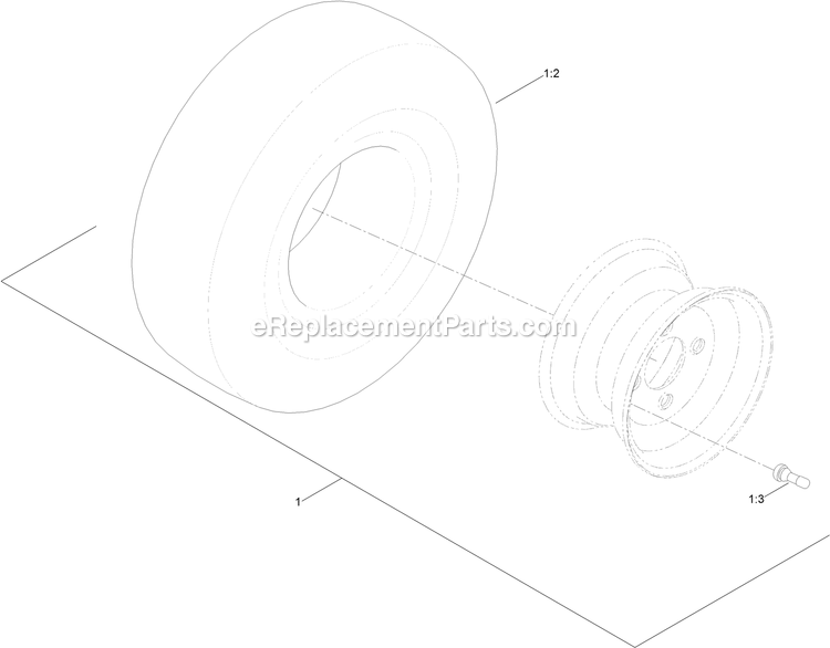 Rear Tire Assembly Diagram and Parts List for QZE702GEM34200 (404314159-406294344)(2019) Exmark Lawn Mower