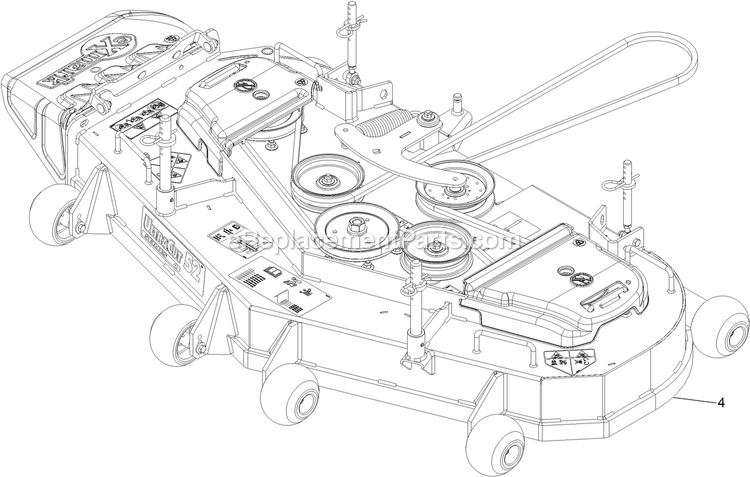 Complete Deck Assembly Diagram and Parts List for TTX680PKC52400 (315000000-315999999)(2015) Exmark Lawn Mower