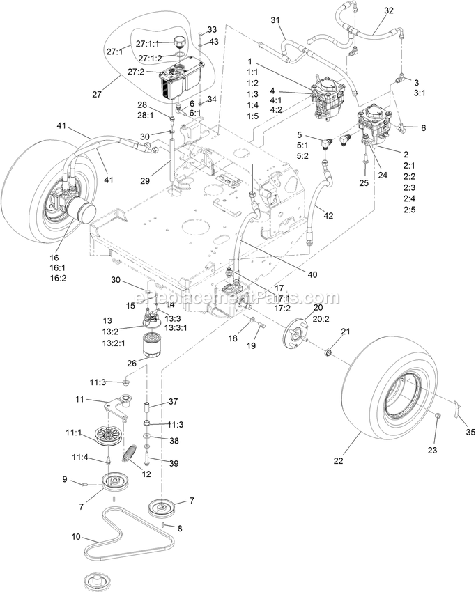 Hydro Assembly Diagram and Parts List for TTX680PKC60400 (404314159-406294344)(2019) Exmark Lawn Mower