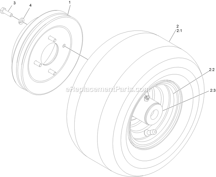 Wheel And Tire Assembly Diagram and Parts List for MGS481CKA48300 (316000000-399999999)(2016) Exmark Lawn Mower