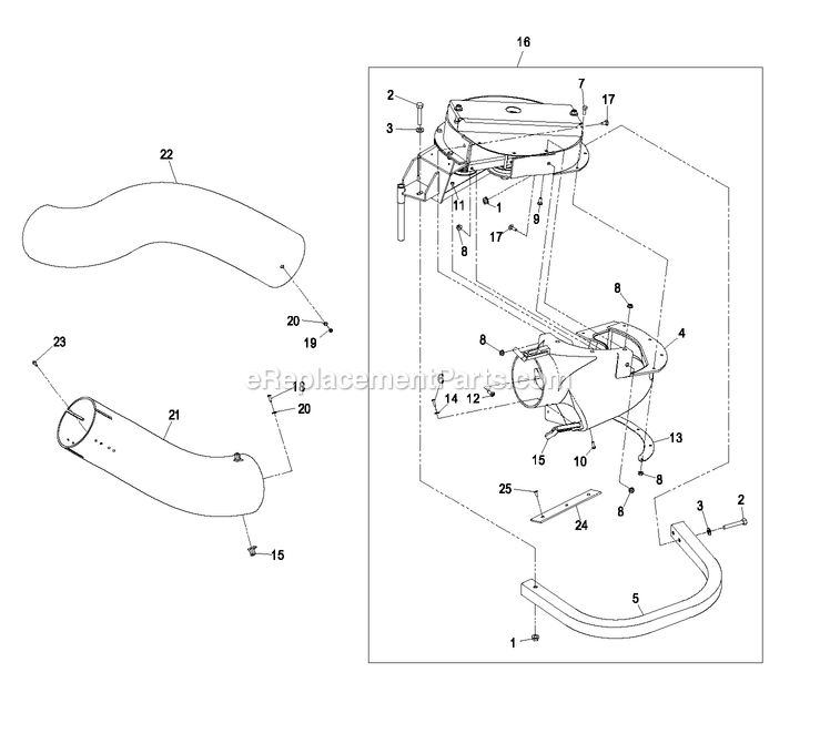 Blower Assembly (2) Diagram and Parts List for LHPUV4448 (670000-719999)(2007) Exmark Lawn Tractor Accessories