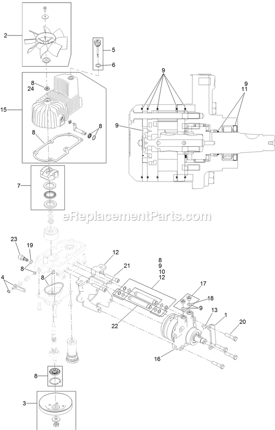 Rh Hydro Assembly Diagram and Parts List for LZX801CKA60600 (402082300-404314158)(2018) Exmark Lawn Mower