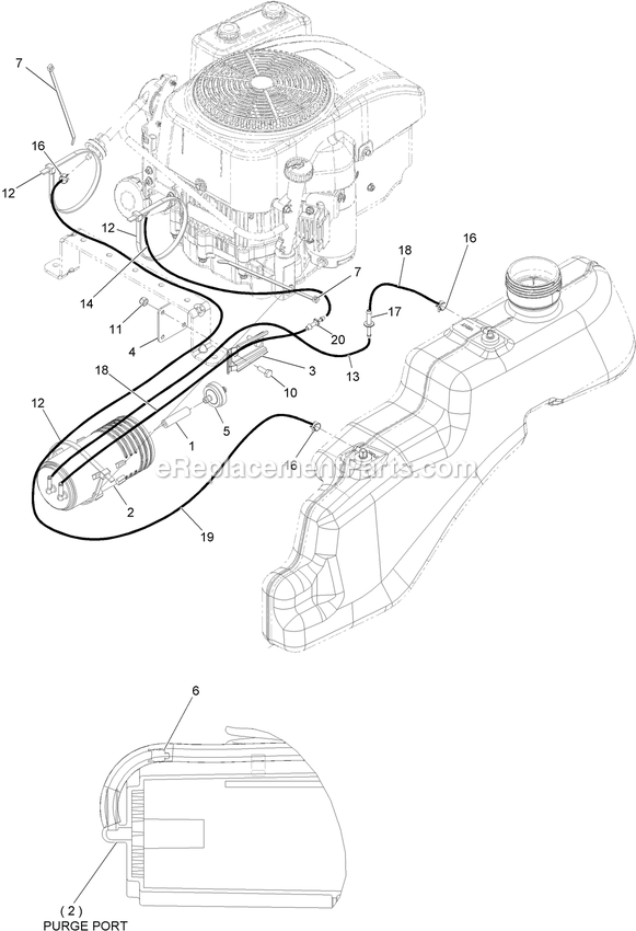 Fuel Delivery Assembly (1) Diagram and Parts List for QTS452CEM34200 (315000000-315999999)(2015) Exmark Lawn Mower