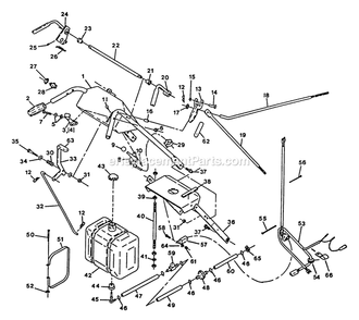 Upper Handle And Controls Diagram and Parts List for V4815KC (130000-149999)(1997) Exmark Lawn Mower