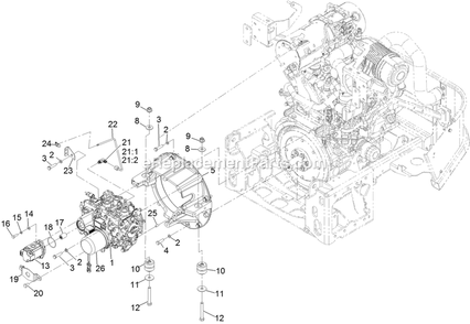 Transmission Assembly Diagram and Parts List for LZS88CDYM96RW0 (402082300-404314158)(2018) Exmark Lawn Mower