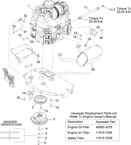 Engine Assembly Diagram and Parts List for LZS29KA724 (920000-999999)(2011) Exmark Lawn Mower