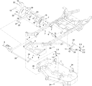 Deck Lift Assembly Diagram and Parts List for PNS600KA443 (313000000-313999999)(2013) Exmark Lawn Mower