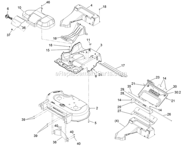 Deck, Frame, And Chute Assembly Diagram and Parts List for ECS180CKA30000 (400000000-402082299)(2017) Exmark Lawn Mower
