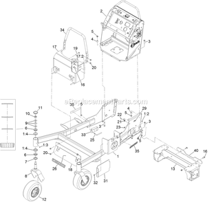 Main Frame Assembly Diagram and Parts List for VTS740PKC60400 (402082300-404314158)(2018) Exmark Lawn Mower