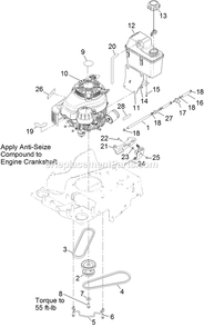 Engine And Fuel Tank Assembly Diagram and Parts List for ECKA30 (313000000-313999999)(2013) Exmark Lawn Mower