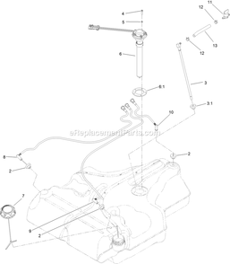 Fuel Tank Assembly Diagram and Parts List for LZS801GKA524A2 (316000000-316999999)(2016) Exmark Lawn Mower