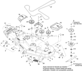 Deck Assembly Diagram and Parts List for RAX691GKA524A3 (400000000-402082299)(2017) Exmark Lawn Mower