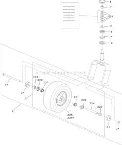 Caster Fork And Tire Assembly Diagram and Parts List for LZX980EKC96RW0 (406294345-408644345)(2020) Exmark Lawn Mower