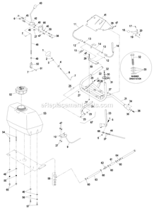 Ecs Upper Handle And Controls Diagram and Parts List for VH3215KAC (440000-509999)(2004) Exmark Lawn Mower