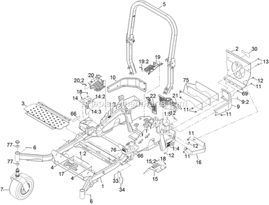 Main Frame Assembly Diagram and Parts List for LZS749EKC72RS (314000000-314999999)(2014) Exmark Lawn Mower