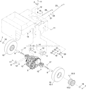 Transmission Assembly Diagram and Parts List for SD270SB20 (313000000-313652087)(2013) Exmark Seeder
