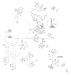 Ecs Upper Handles And Controls Diagram and Parts List for M17KA362CA (790000-849999)(2009) Exmark Lawn Mower