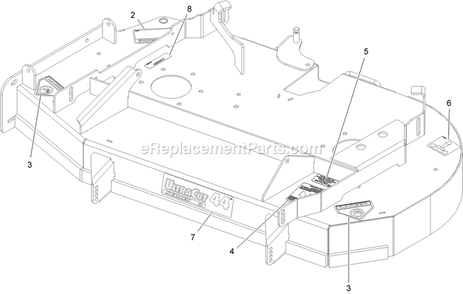 Deck With Decals Assembly Diagram and Parts List for PNS600KA443 (313000000-313999999)(2013) Exmark Lawn Mower